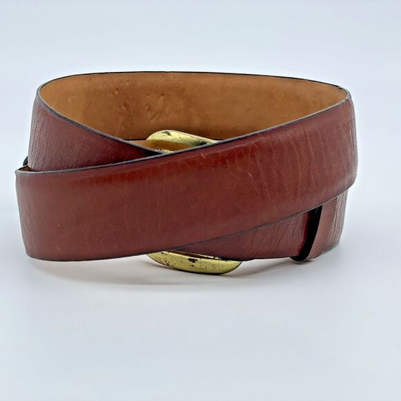 Hickok Pioneer Top Grain Cowhide Belt Men's 34 Dark Tan On Suede Brass Buckle - Picture 1 of 16